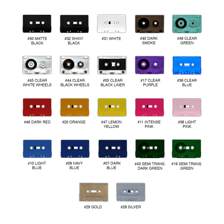 Audio cassette duplicatie, kleurencassette persen | Distrolution Merch